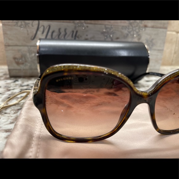 ❌SOLD ❌Beautiful Bvlgari SERPENTI BV 8181B havana glitter gold/brown Sunglasses - Picture 12 of 16